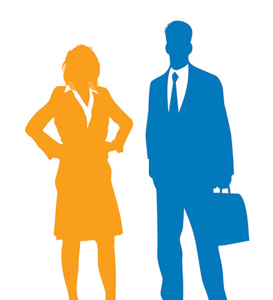 Illustration of a man and women in business attire